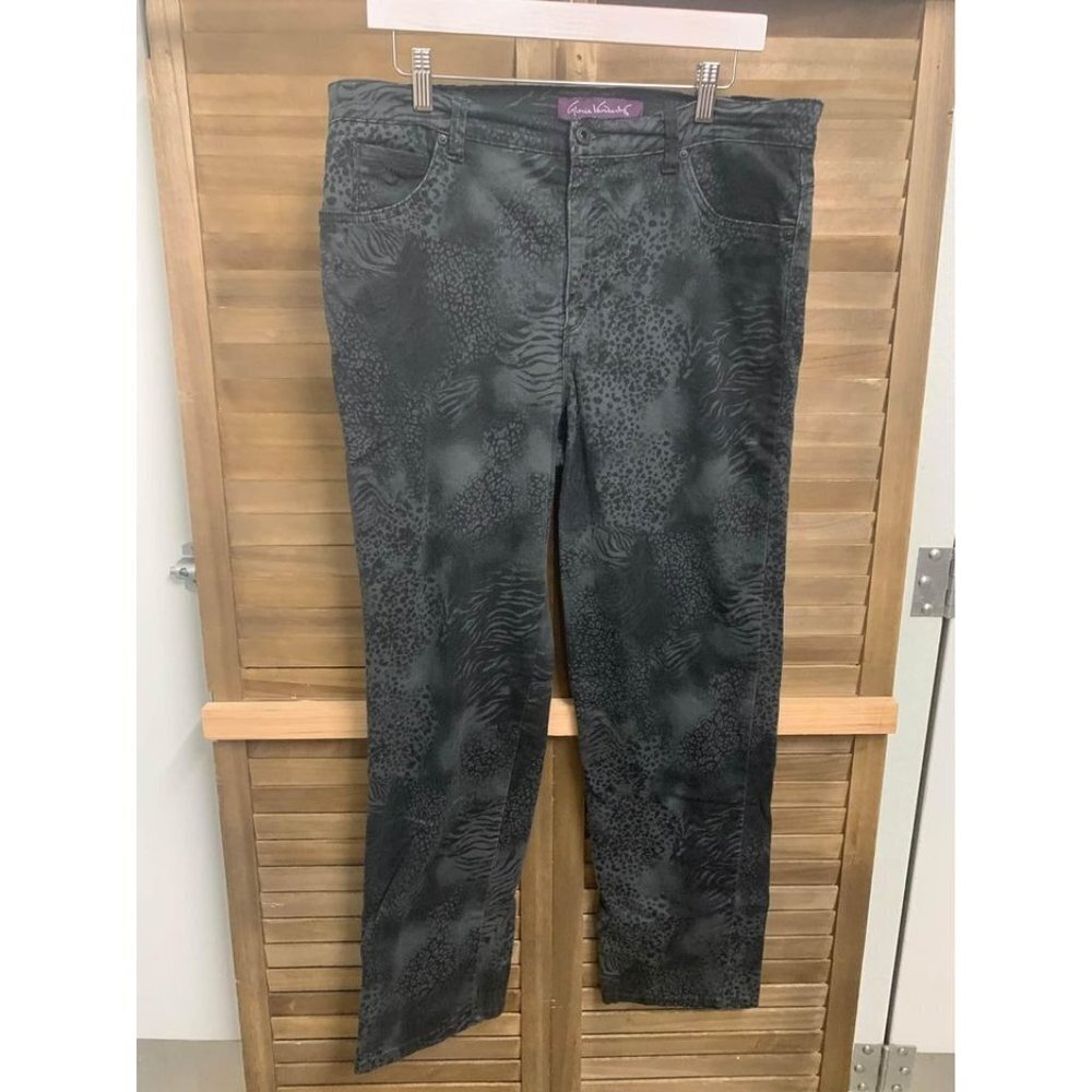 Gloria Vanderbilt Black Animal Print Denim Jeans Plus Size 16